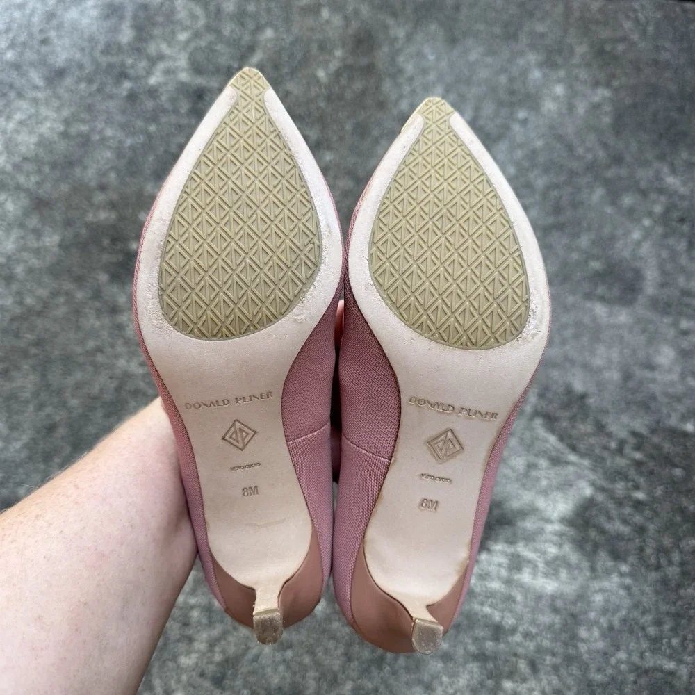 Donald Pliner Pump Women's‎ Sz 8 M Ezraa Dusty Rose Pointed Toe W/ Metallic Cap